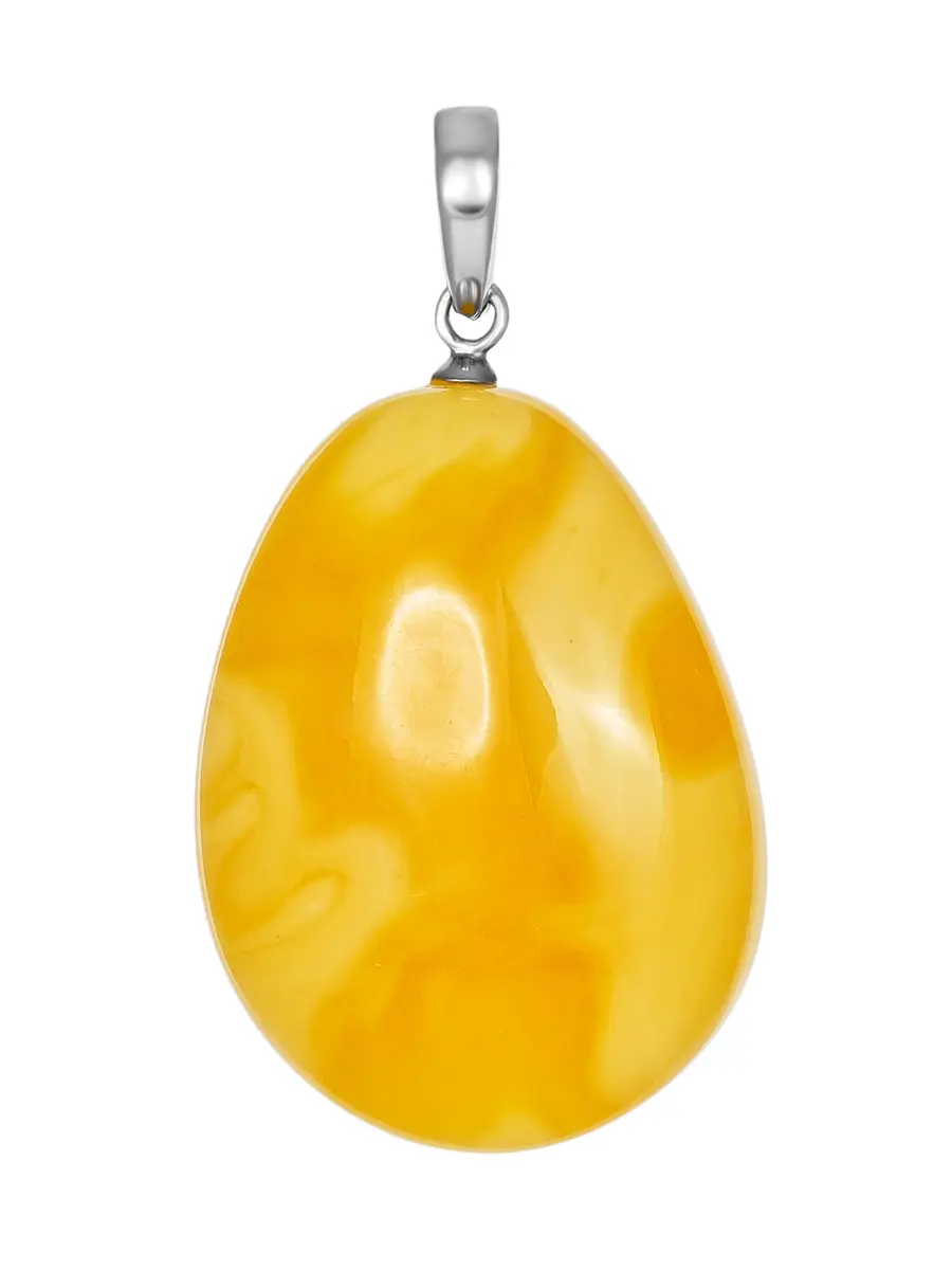 картинка Кулон из янтаря медового цвета с серебром в онлайн магазине