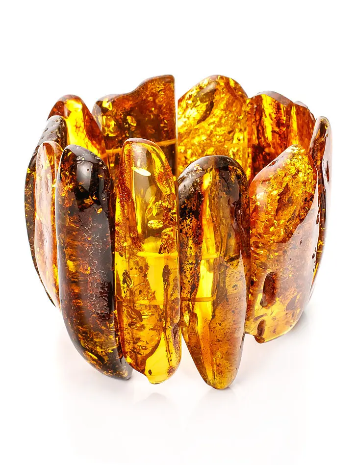картинка Роскошный яркий браслет «Помпеи» из натурального цельного янтаря в онлайн магазине