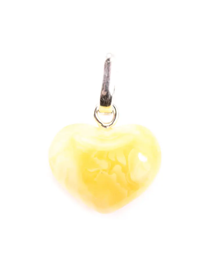 картинка Кулон из натурального светло-медового янтаря «Сердце» с живописной текстурой в онлайн магазине