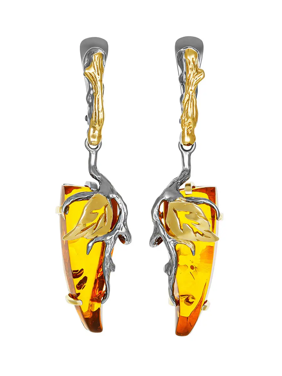 картинка Красивые серьги «Колибри» из натурального янтаря в онлайн магазине