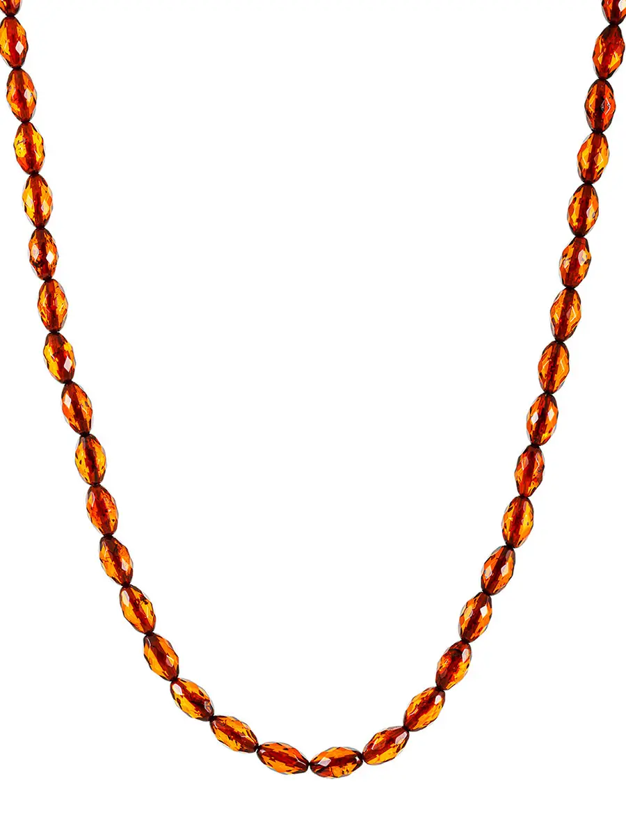 картинка Сверкающие бусы из натурального балтийского янтаря «Оливка алмазная» в онлайн магазине
