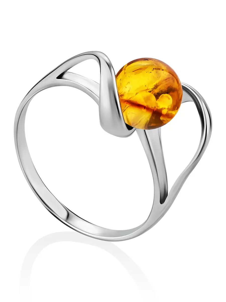 картинка Красивое кольцо из натурального золотисто-лимонного янтаря «Альдебаран» в онлайн магазине