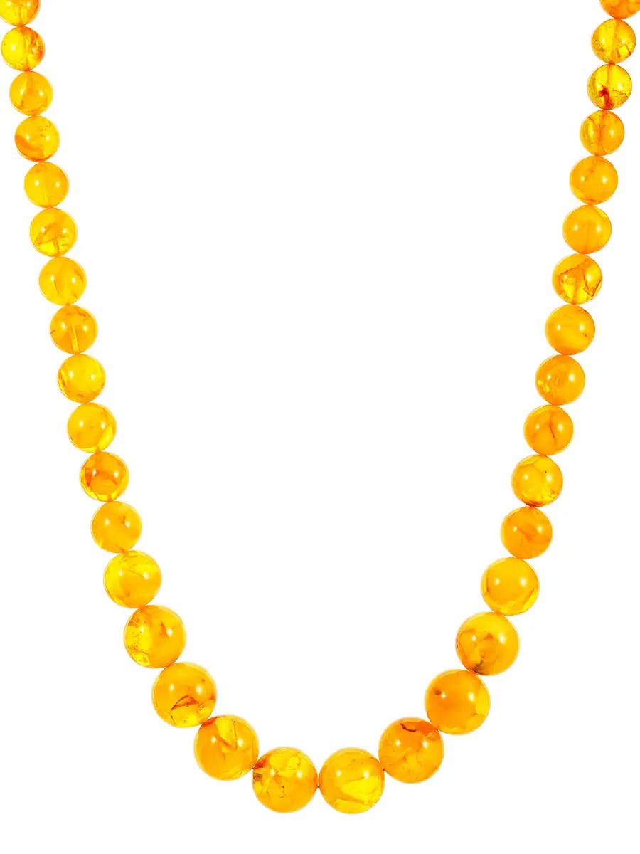 картинка Роскошные бусы из натурального формованного янтаря  «Шар крупный полупрозрачный» в онлайн магазине