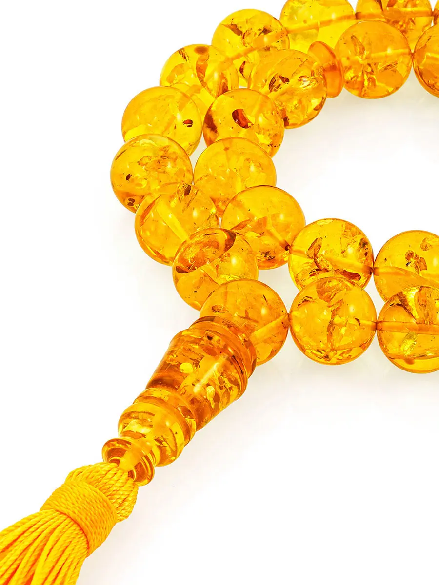 картинка Чётки из натурального формованного янтаря «Шар лимонный крупный» в онлайн магазине