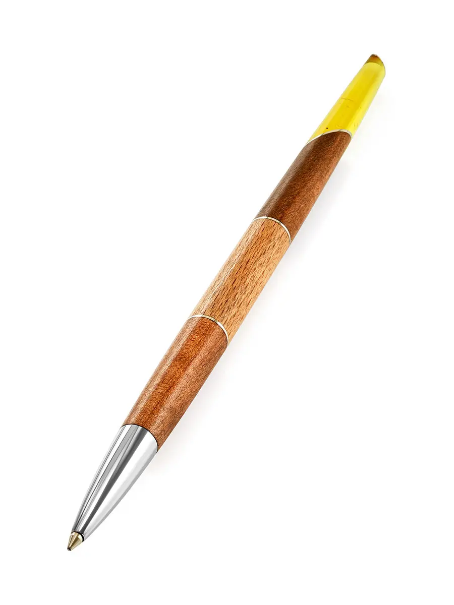 картинка Наборная шариковая ручка из дерева и натурального янтаря «Олливандер» в онлайн магазине