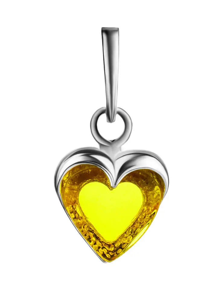 картинка Кулон-сердце из натурального янтаря лимонного цвета в онлайн магазине