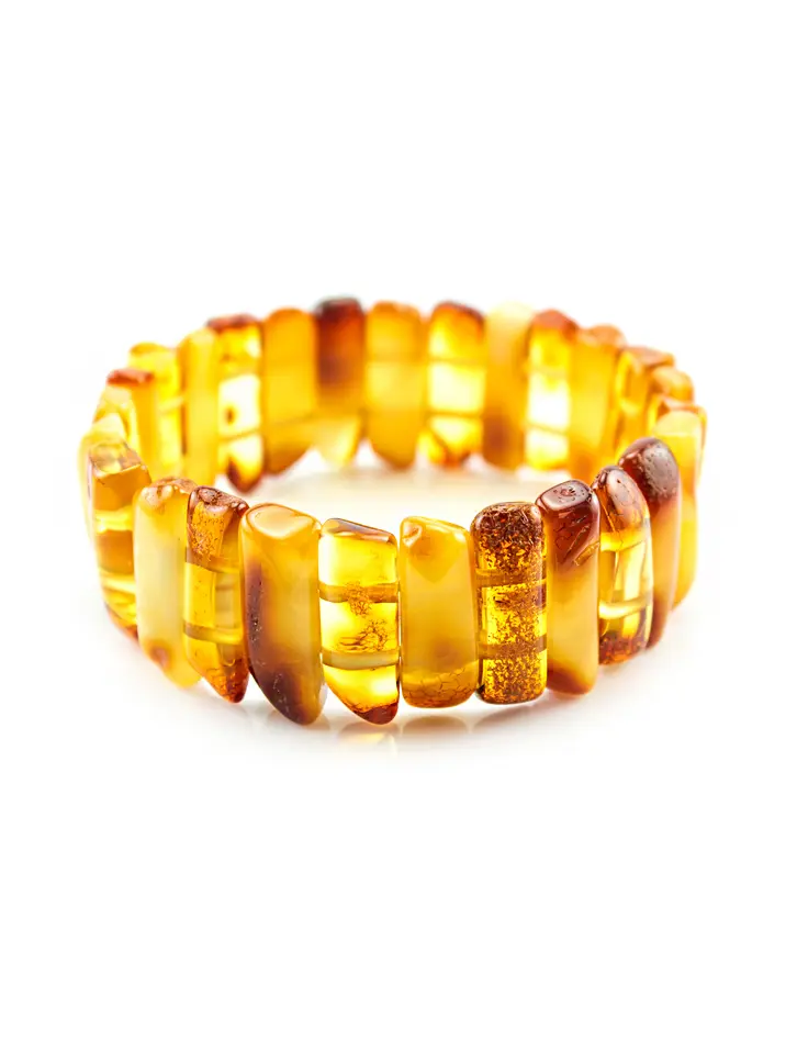 картинка Плоский браслет из янтаря различных оттенков меда в онлайн магазине