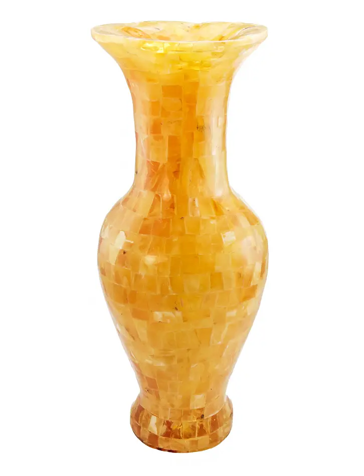 картинка Мозаичная ваза для цветов из натурального балтийского янтаря медового цвета в онлайн магазине