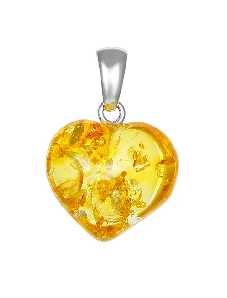 картинка Подвеска из прозрачного балтийского янтаря «Сердце» лимонного цвета в онлайн магазине