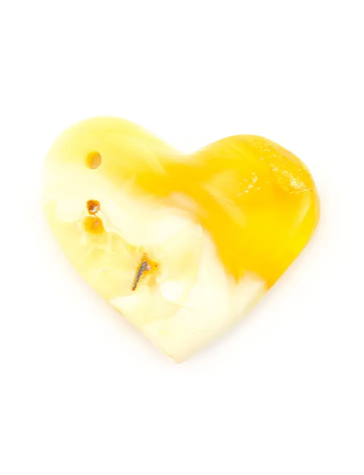 картинка Подвеска из натурального пейзажного янтаря молочно-лимонного цвета «Сердце» в онлайн магазине