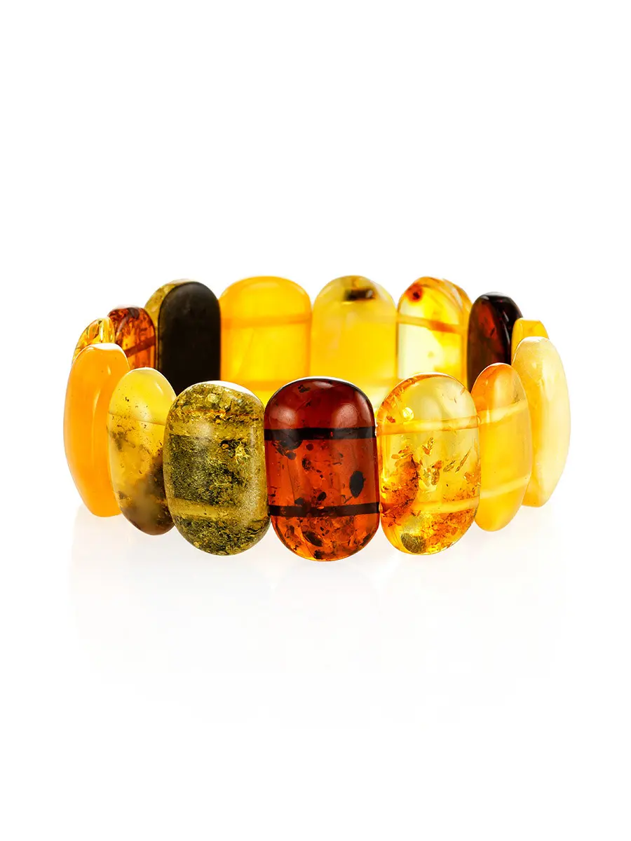 картинка Яркий браслет из натурального янтаря разных оттенков в онлайн магазине