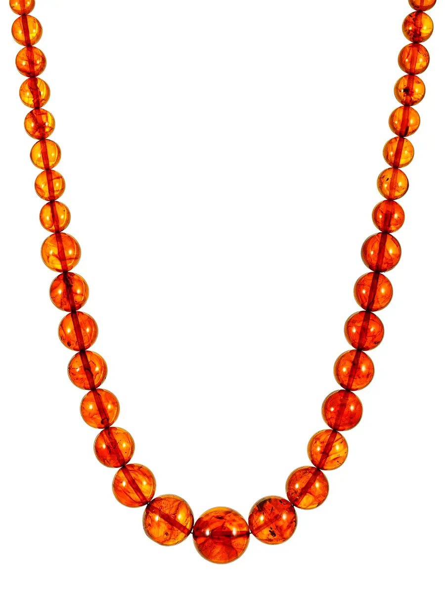 картинка Бусы «Шары» из натурального формованного янтаря чайного цвета в онлайн магазине