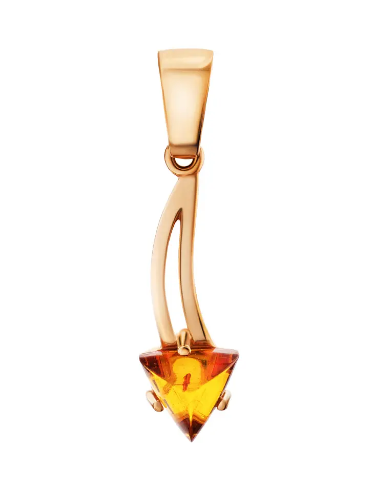 картинка Нежный кулон из золота с натуральным коньячным янтарём «Астер» в онлайн магазине