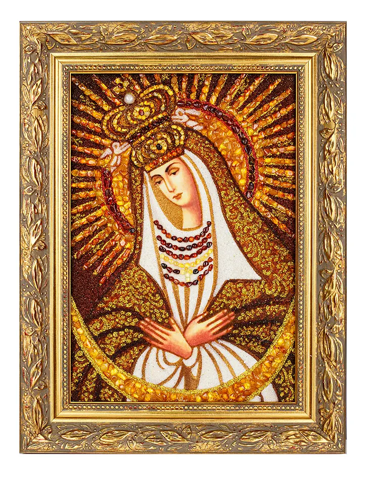 картинка Остробрамская икона Божией Матери из натурального балтийского янтаря в онлайн магазине