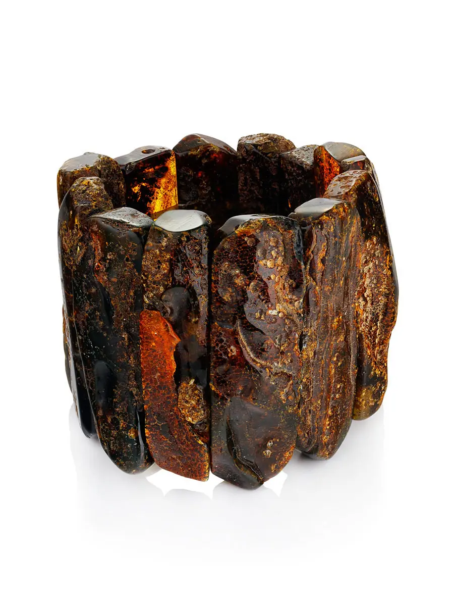 картинка Эффектный лечебный браслет из натурального текстурного янтаря «Помпеи» в онлайн магазине