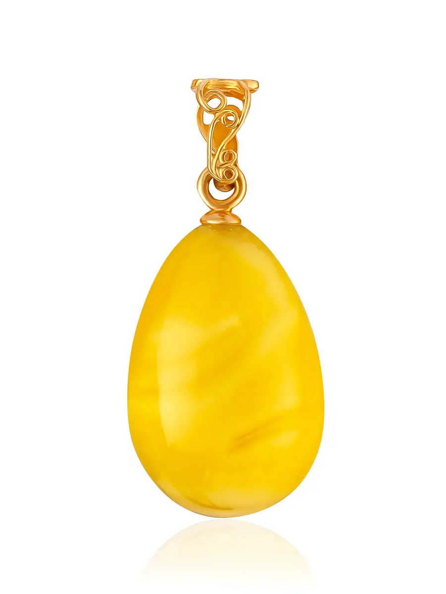 картинка Медовый янтарный кулон с резным драгоценным подвесом  в онлайн магазине
