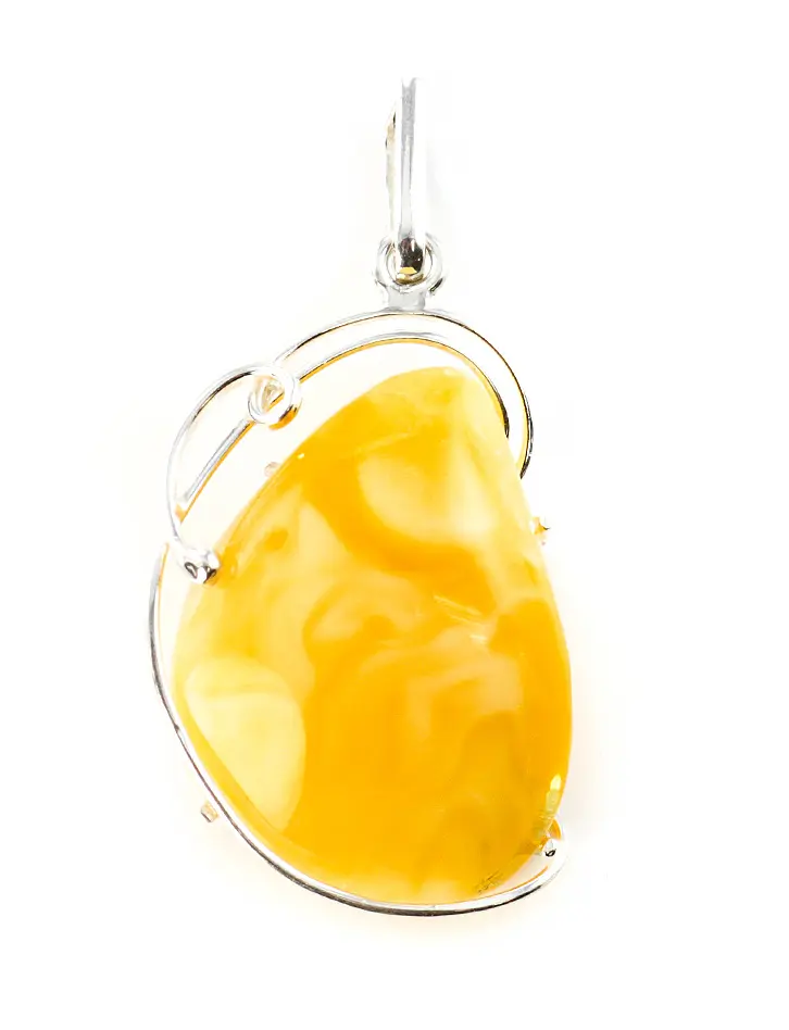картинка Подвеска из натурального медового янтаря с пейзажной текстурой «Лагуна» в онлайн магазине