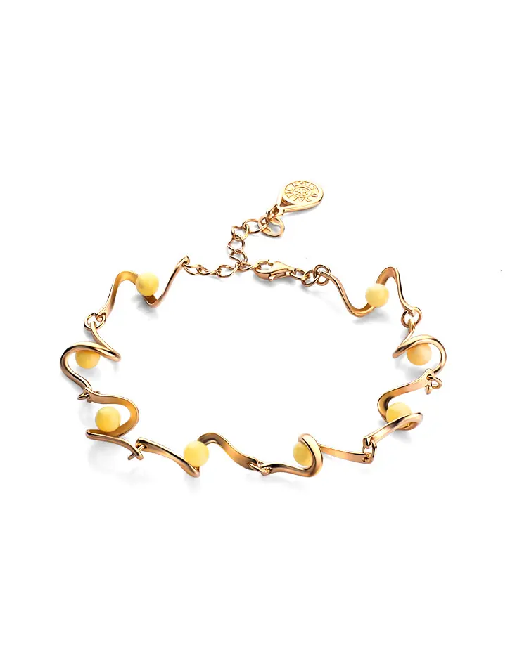 картинка Тонкий изящный браслет «Лея» с медовым янтарём в онлайн магазине