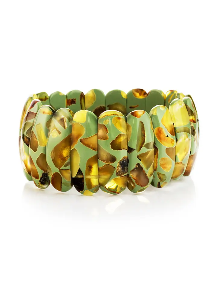 картинка Яркий браслет «Далматин» из натурального янтаря в онлайн магазине
