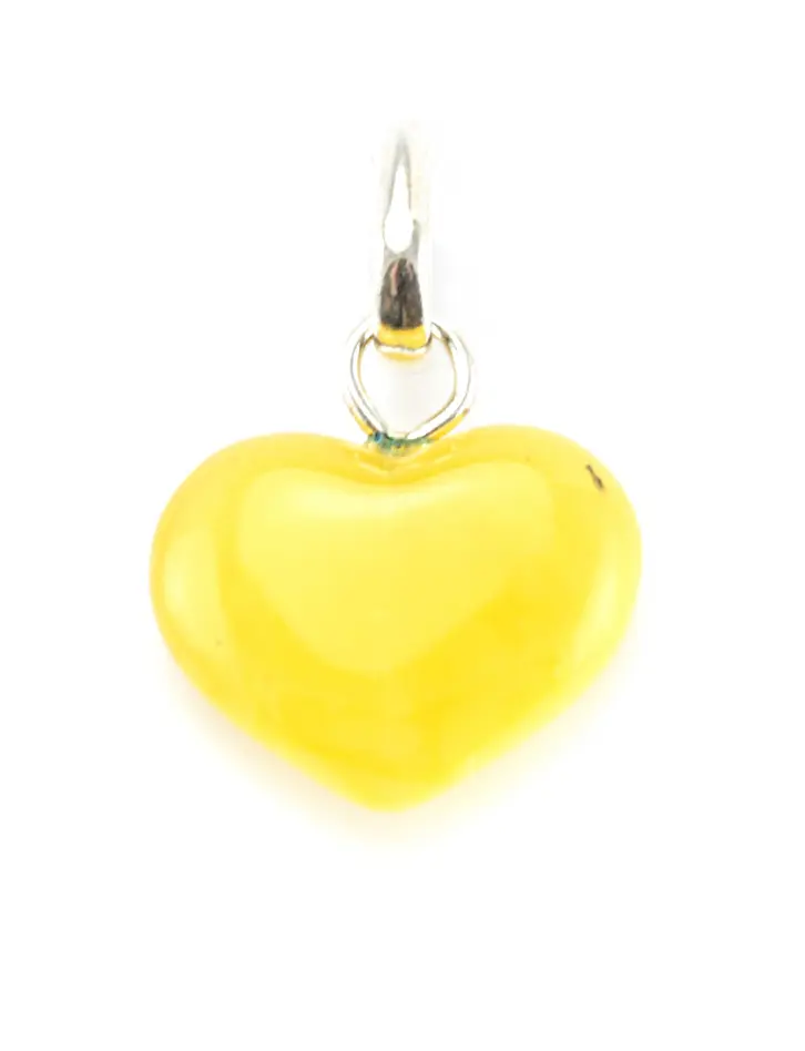 картинка Кулон-сердечко из натурального янтаря светло-медового цвета в онлайн магазине