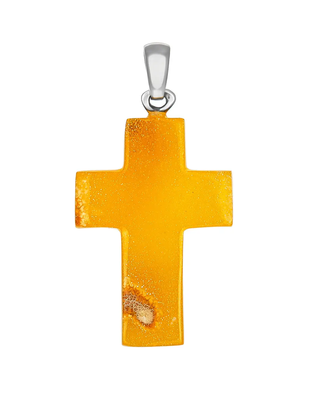 картинка Подвеска-крестик из натурального цельного балтийского янтаря медового цвета в онлайн магазине