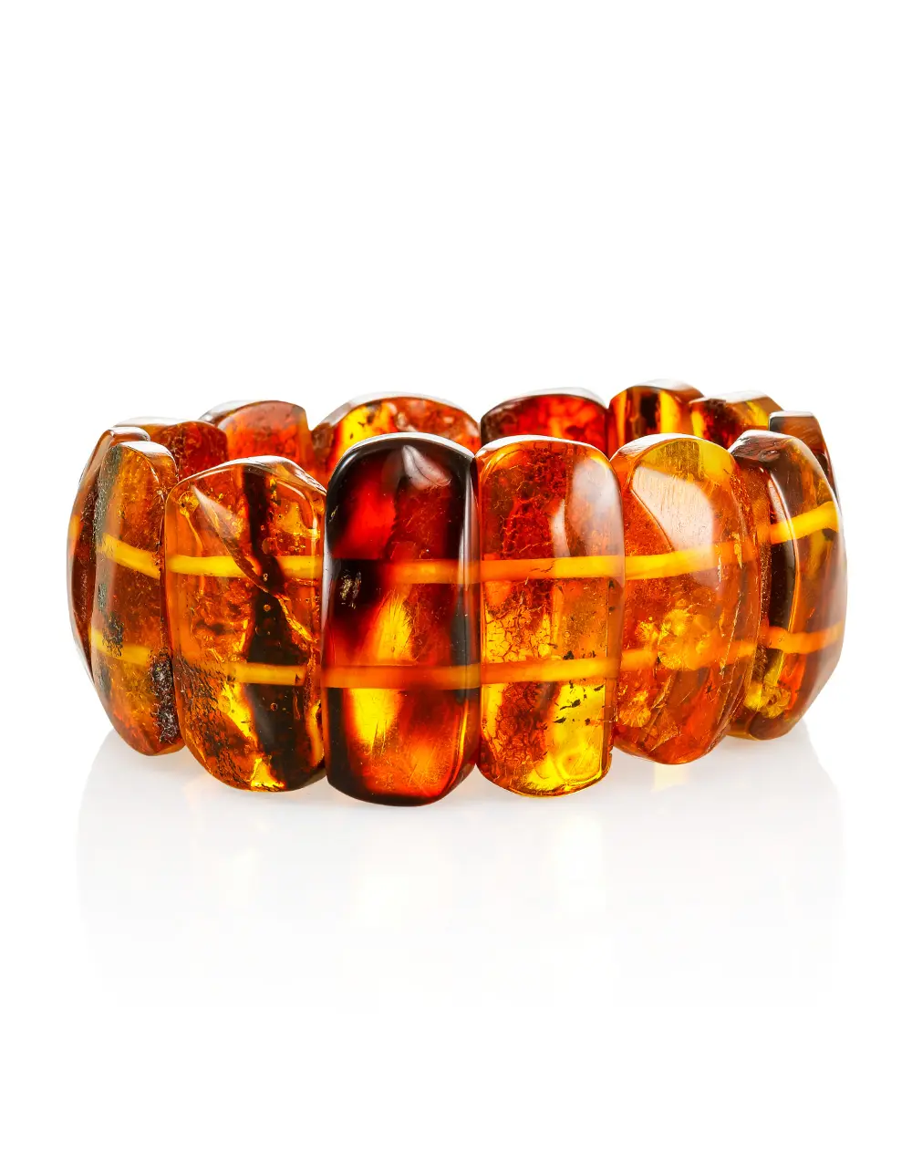 картинка Эффектный яркий браслет из пластинок натурального балтийского янтаря в онлайн магазине