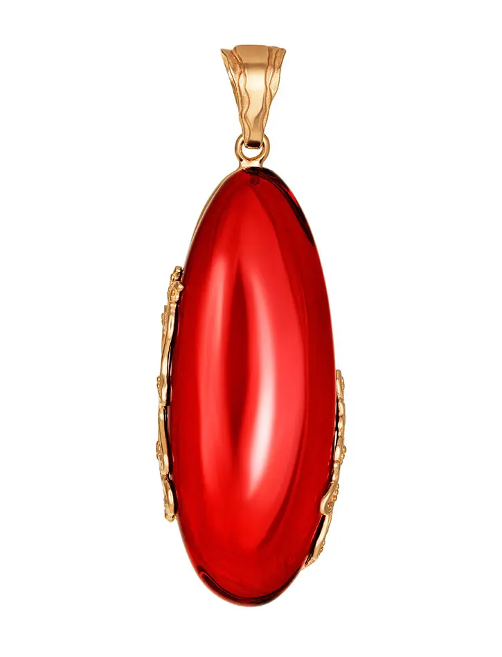 картинка Изысканная удлинённая подвеска из янтаря красного цвета «Версаль» в онлайн магазине
