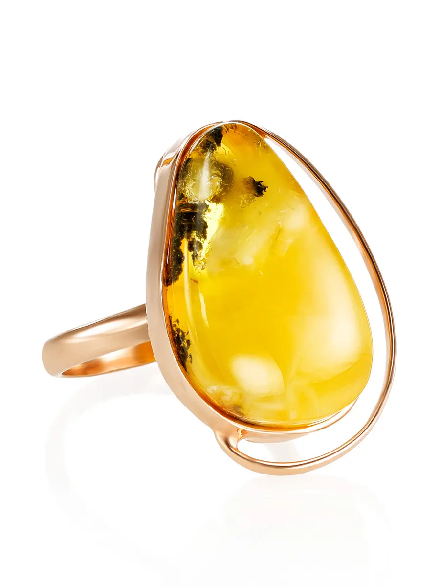 картинка Нежное красивое кольцо из натурального балтийского янтаря «Лагуна» в онлайн магазине