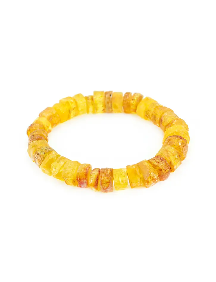 картинка Лечебный браслет из янтаря медового цвета «Шайбы кусаные» в онлайн магазине