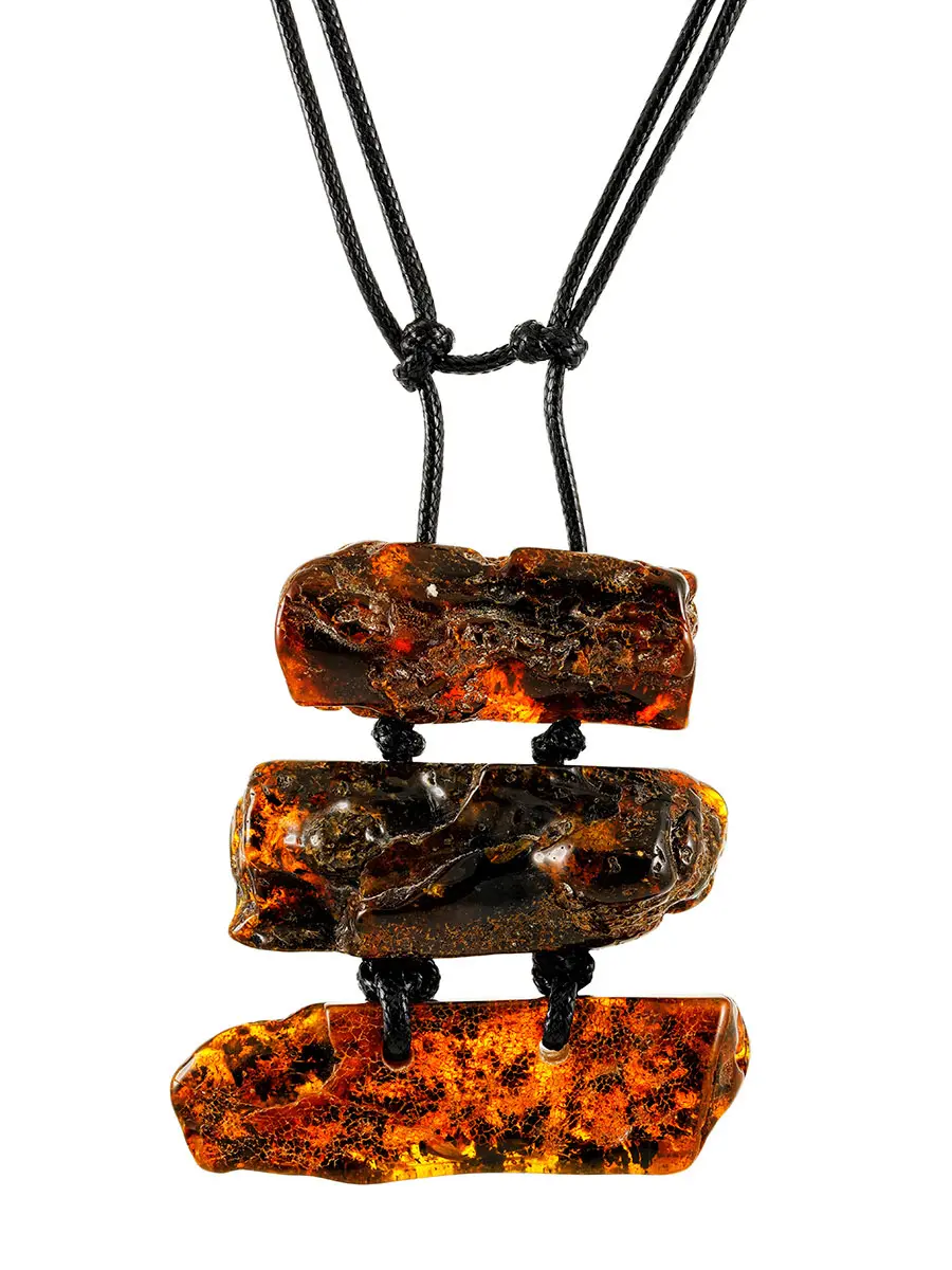 картинка Оригинальное этническое ожерелье «Помпеи» из натурального чёрного янтаря в онлайн магазине
