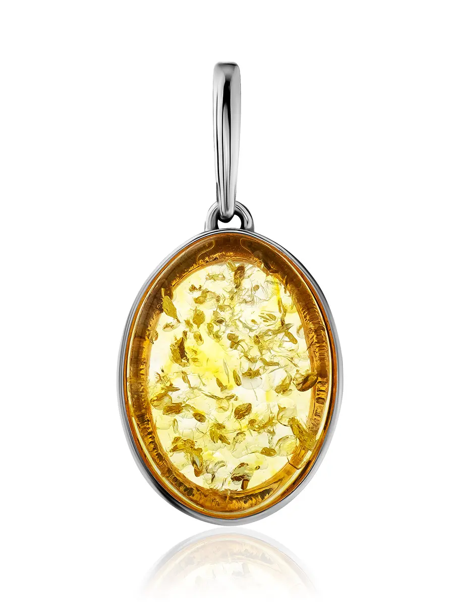 картинка Стильная подвеска «Бенефис» из серебра и искрящегося лимонного янтаря в онлайн магазине
