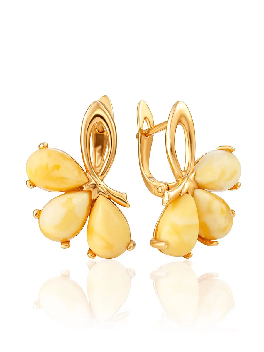 картинка Изысканные серьги с натуральным балтийским состаренным янтарём «Одуванчик» в онлайн магазине