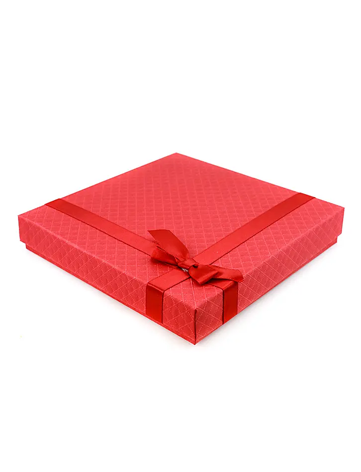картинка Подарочная коробочка 164х164х26 мм красная фактурная с бантом в онлайн магазине