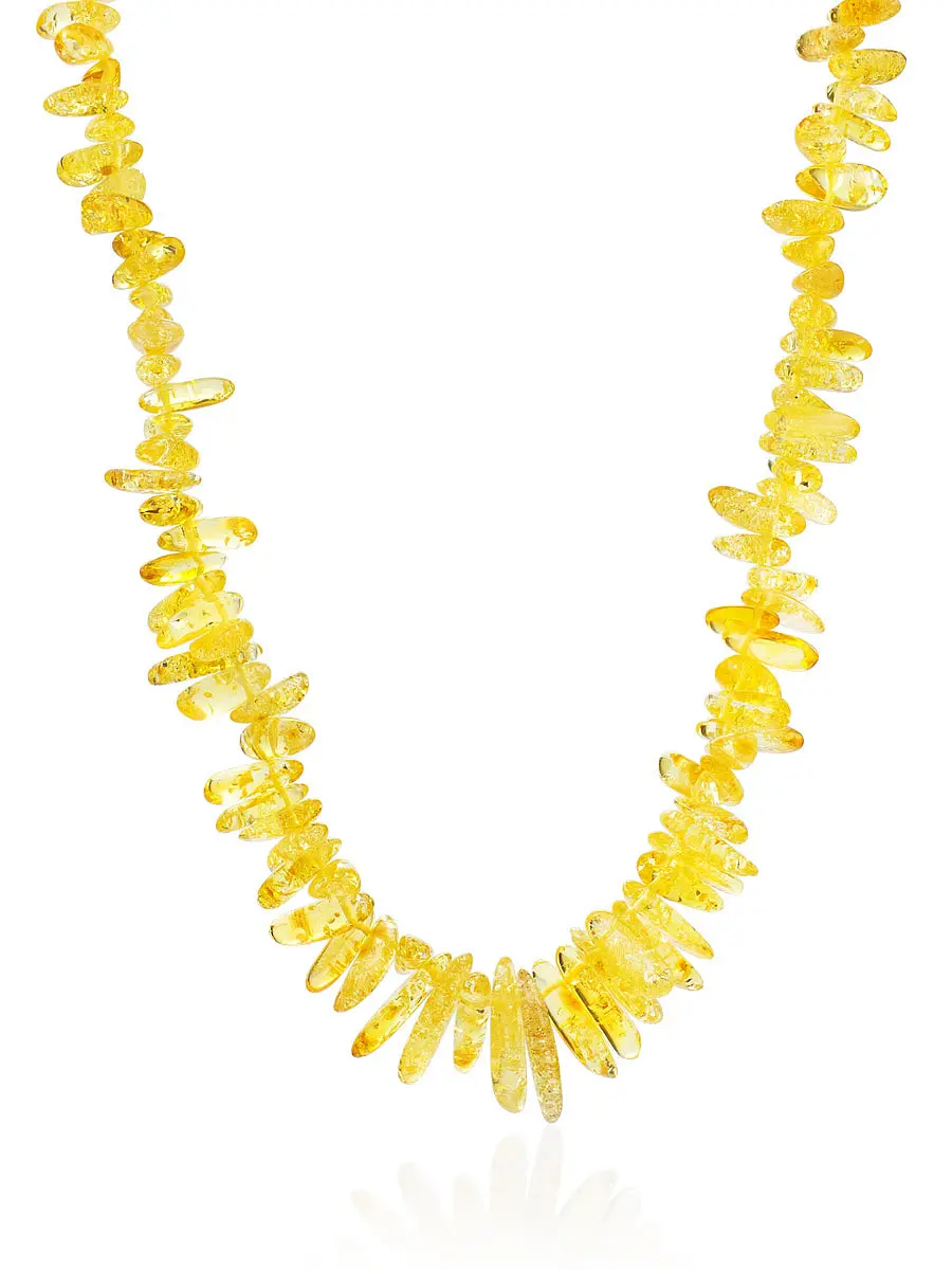 картинка Красивые искрящиеся бусы из натурального янтаря «Облепиха лимонная» в онлайн магазине