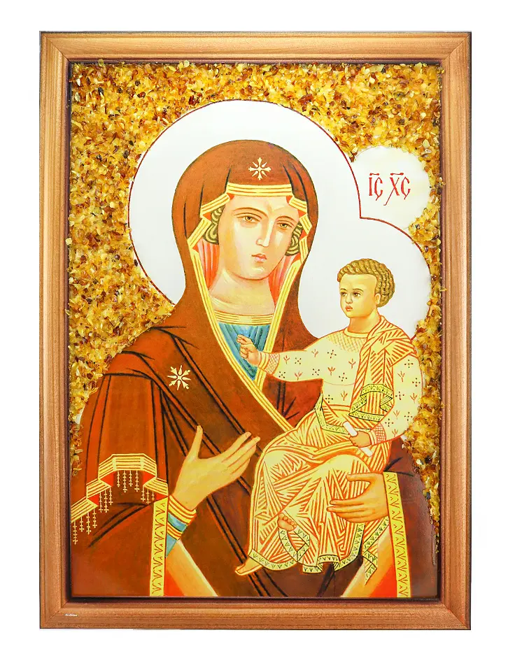 картинка Янтарная Тихвинская Икона Божией Матери в онлайн магазине
