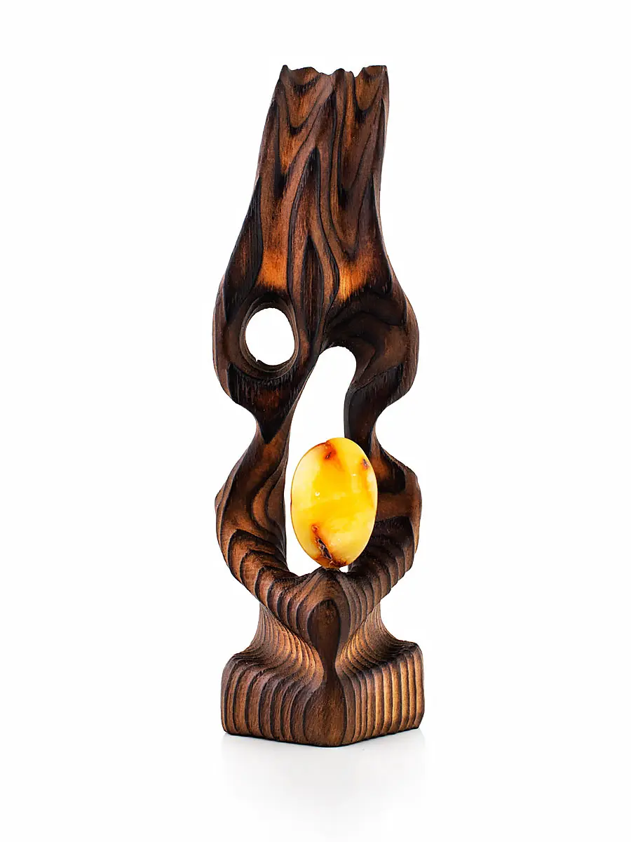 картинка Декоративный интерьерный сувенир из дерева и цельного янтаря в онлайн магазине