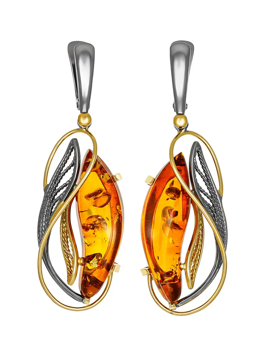картинка Эффектные серьги из натурального балтийского янтаря «Филигрань» в онлайн магазине