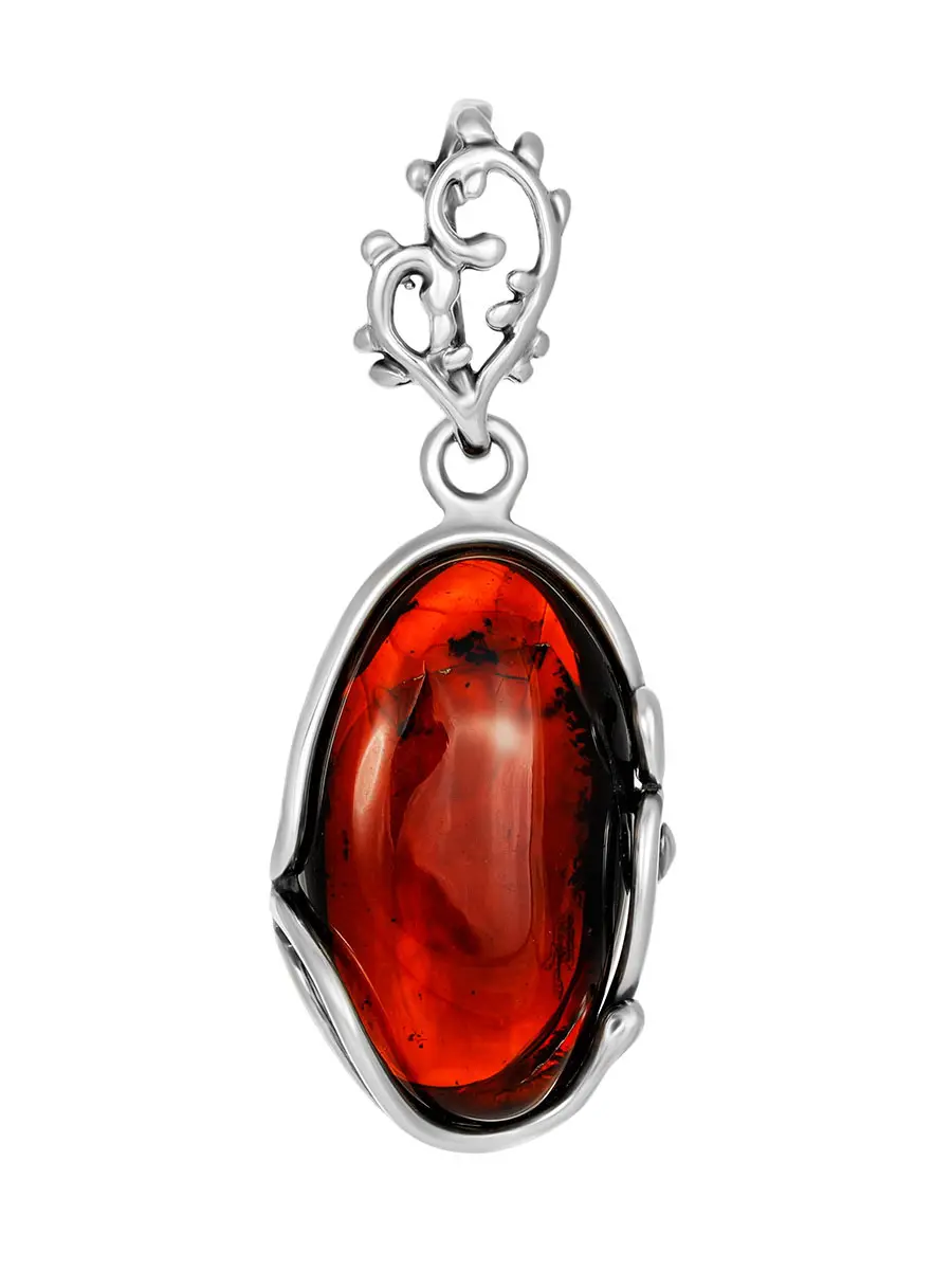 картинка Кулон из натурального янтаря вишнёвого цвета «Версаль» в онлайн магазине