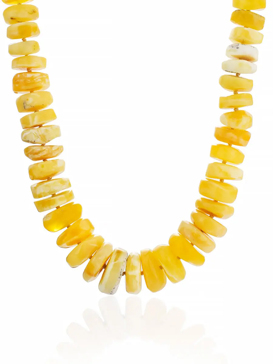 картинка Бусы «Шайбы» из натурального цельного янтаря светло-медового цвета в онлайн магазине