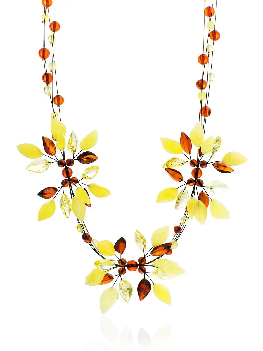 картинка Колье «Первоцвет» из янтаря трёх цветов в онлайн магазине