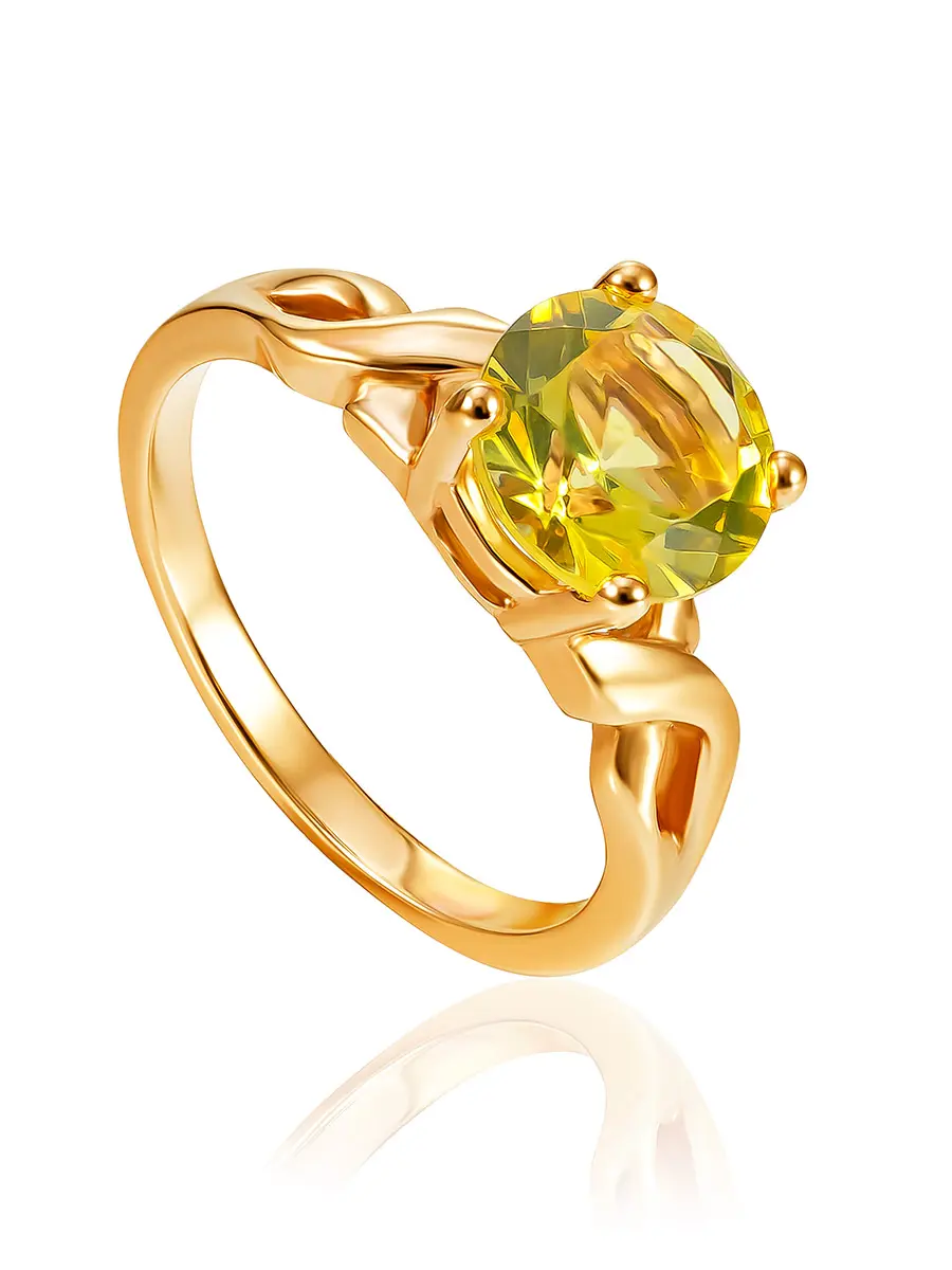 картинка Изящное яркое кольцо с огранённым янтарём «Баккара» в онлайн магазине