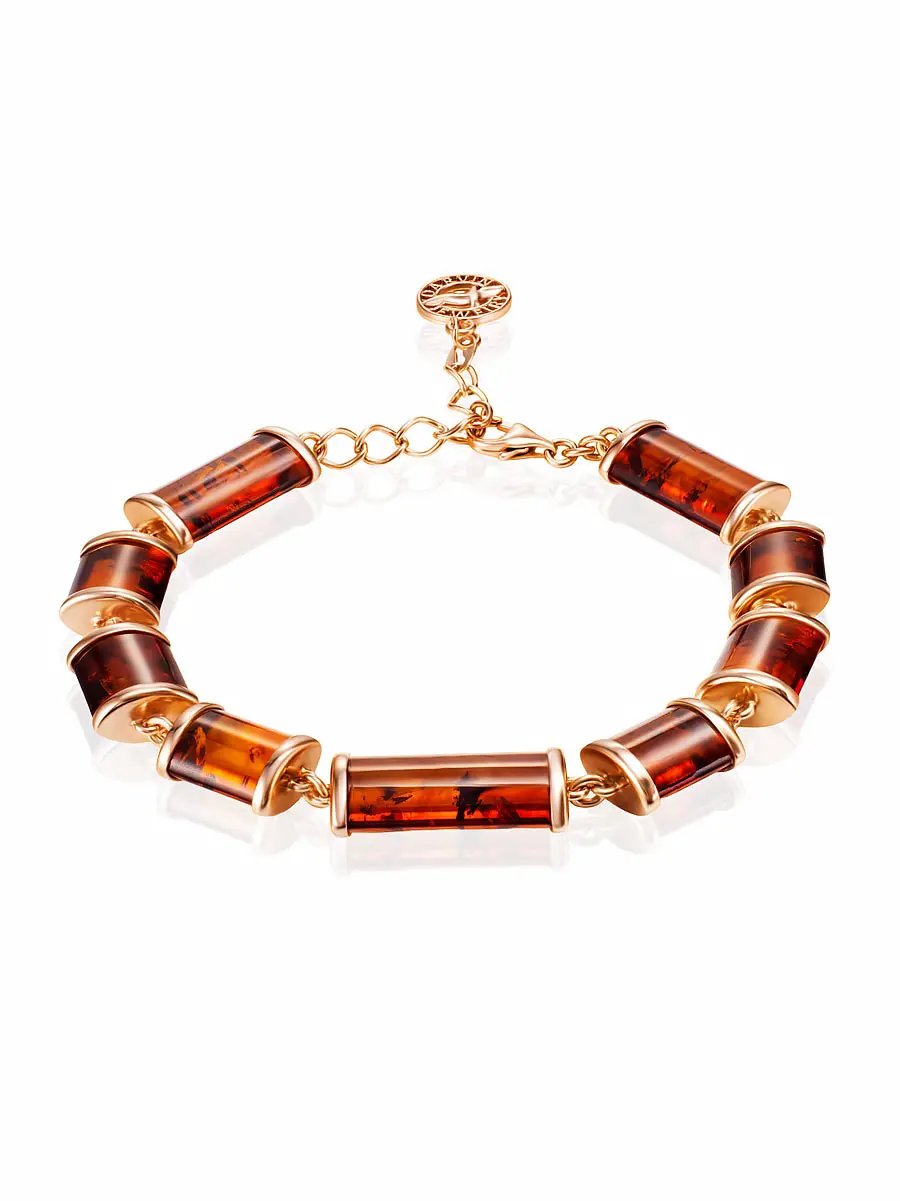 картинка Оригинальный браслет «Кения» с секциями из янтарных цилиндров в онлайн магазине