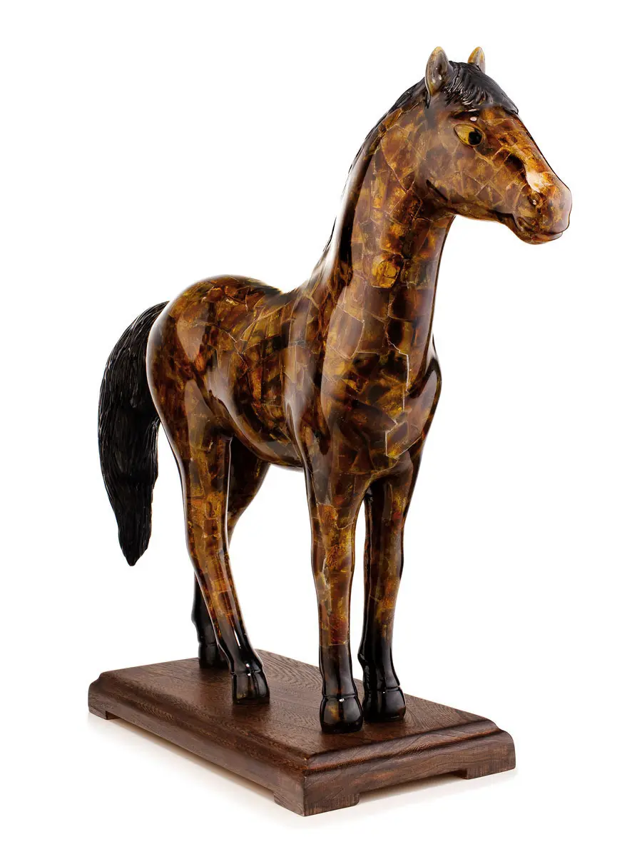картинка Декоративная статуэтка из натурального балтийского янтаря «Лошадь» в онлайн магазине