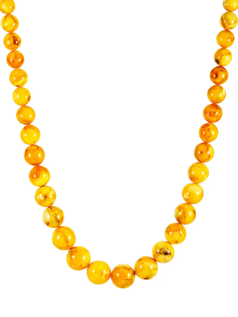 картинка Роскошные бусы из натурального формованного балтийского янтаря «Шар медовый» в онлайн магазине