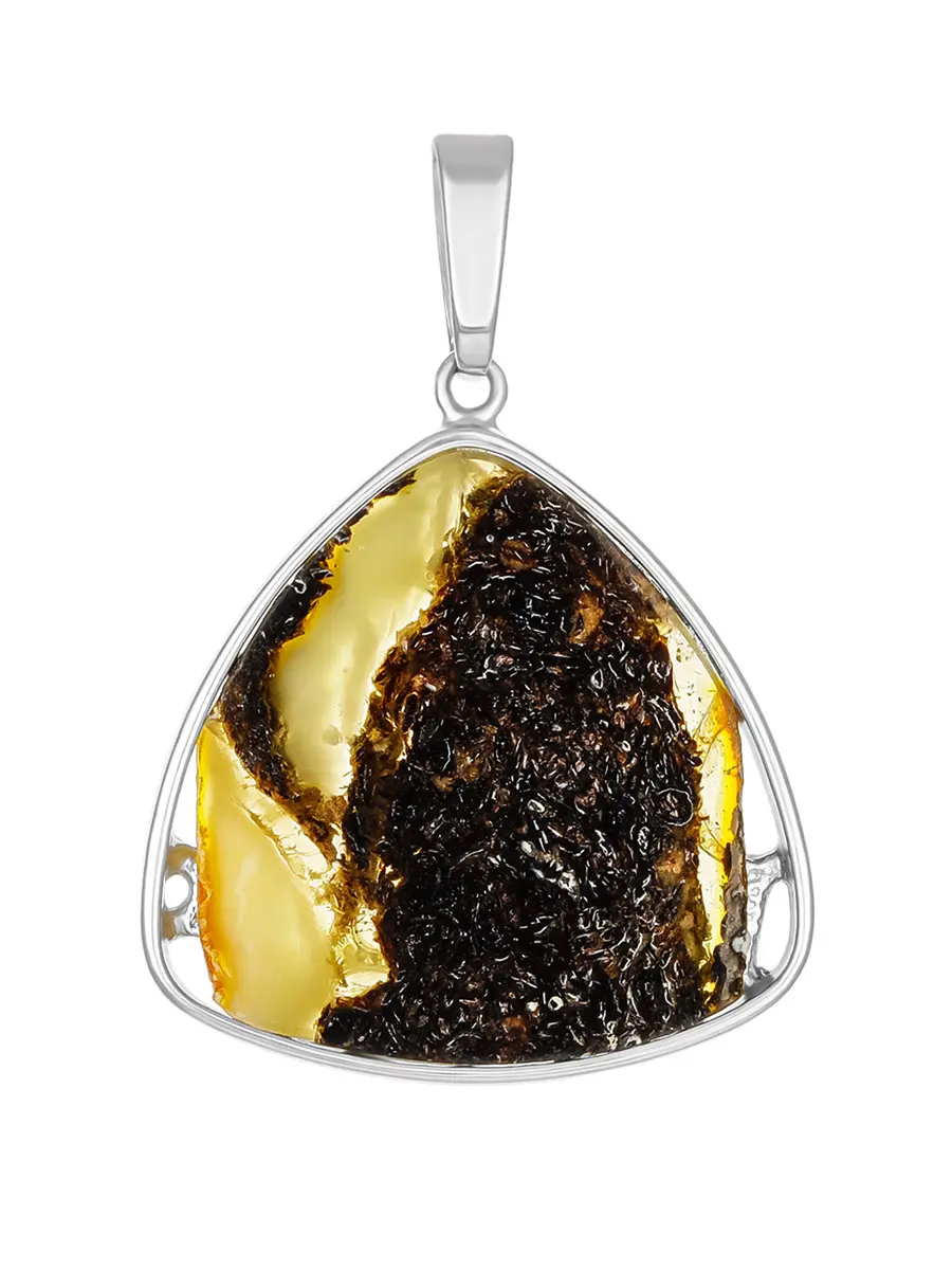 картинка Треугольная подвеска «Модерн» с текстурным янтарём в онлайн магазине