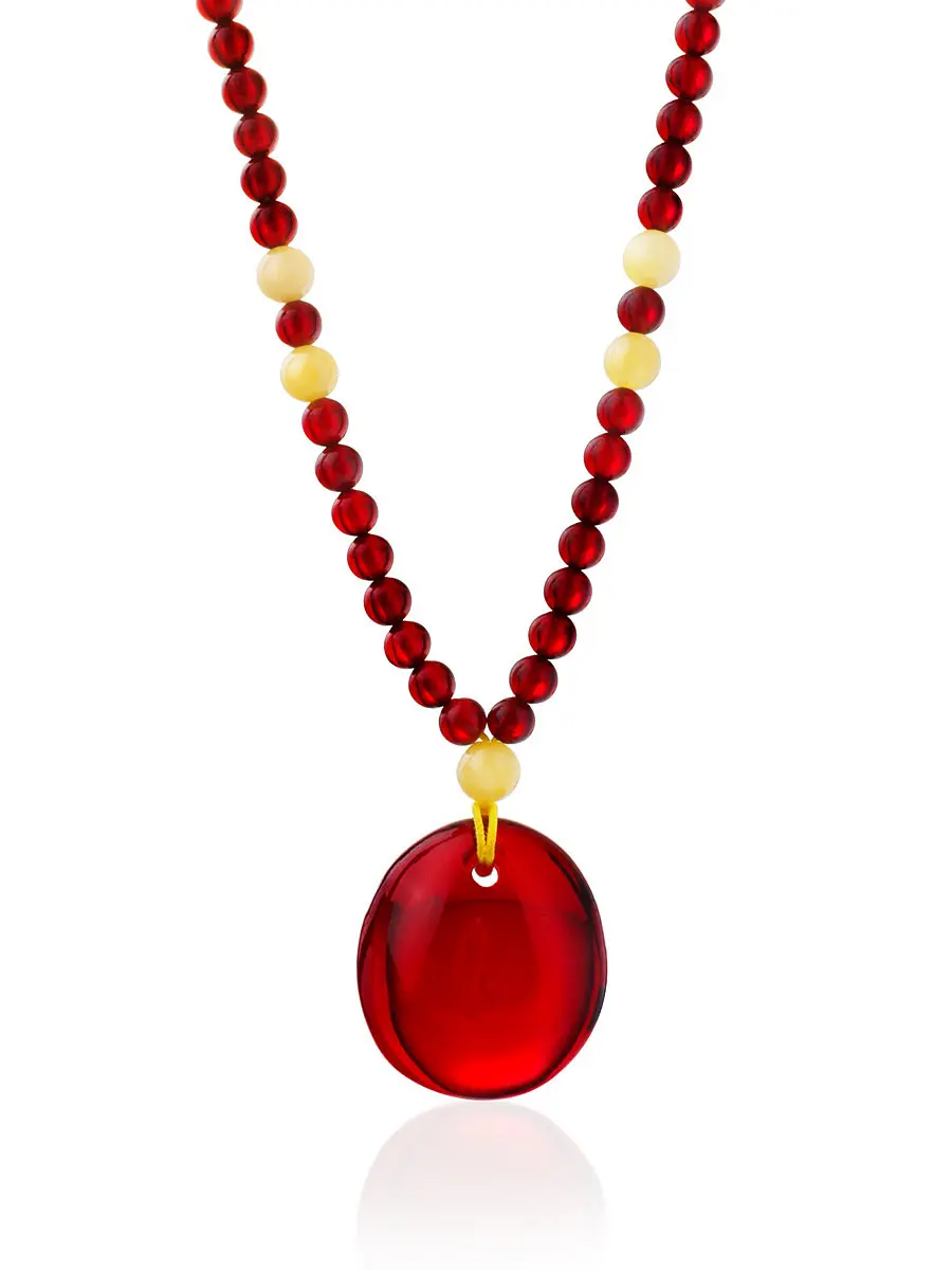 картинка Изысканное ожерелье из натурального балтийского янтаря красного цвета «Лаура» в онлайн магазине