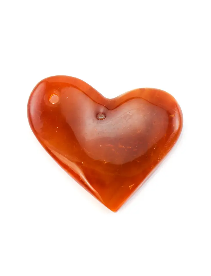 картинка Подвеска в форме сердца из натурального янтаря красивого терракотового оттенка в онлайн магазине