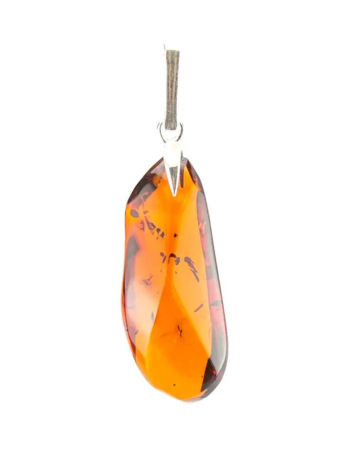 картинка Подвеска из натурального янтаря вишневого оттенка удлиненной формы в онлайн магазине