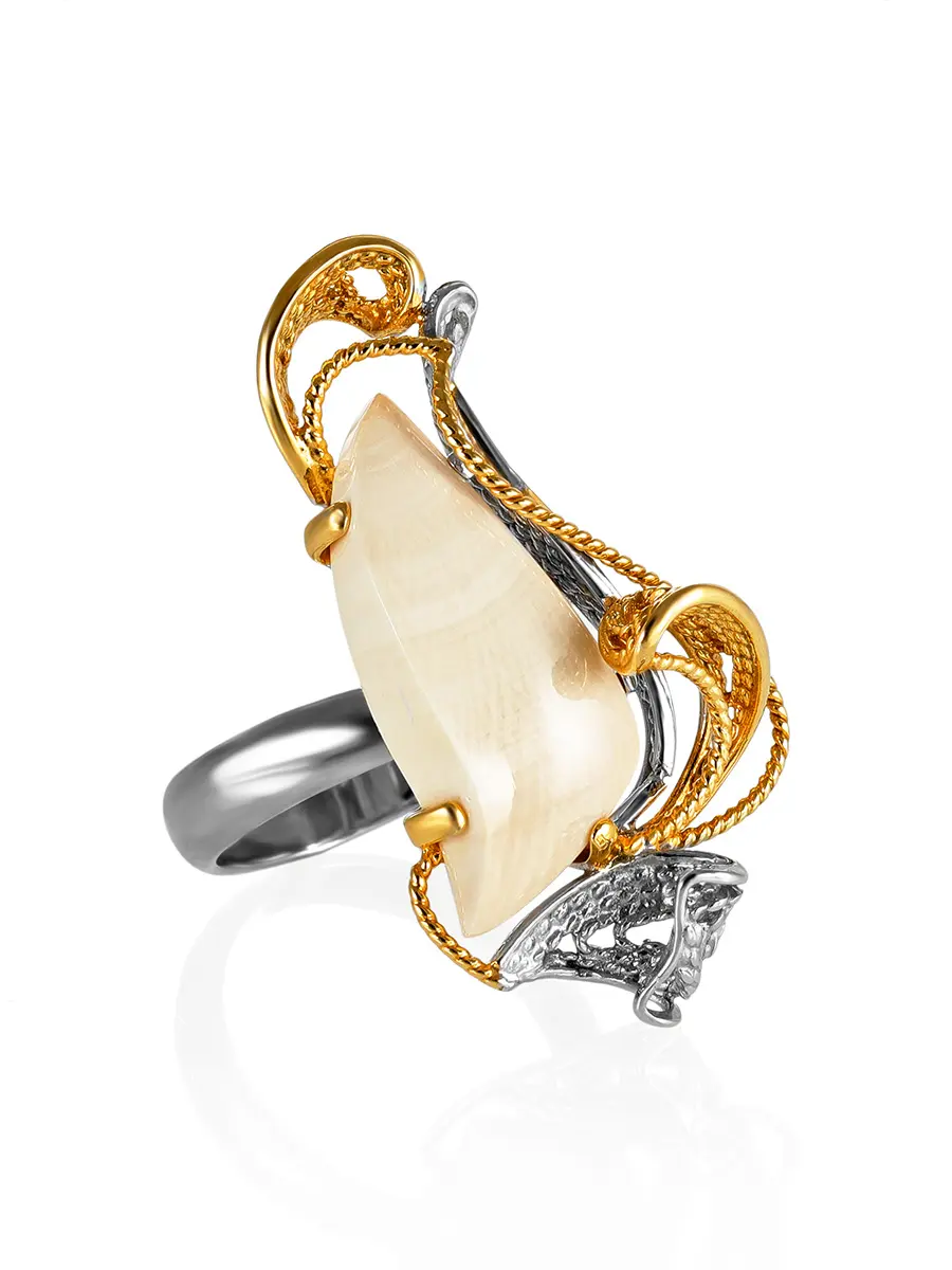картинка Красивое кольцо из бивня мамонта в серебре «Эра» в онлайн магазине