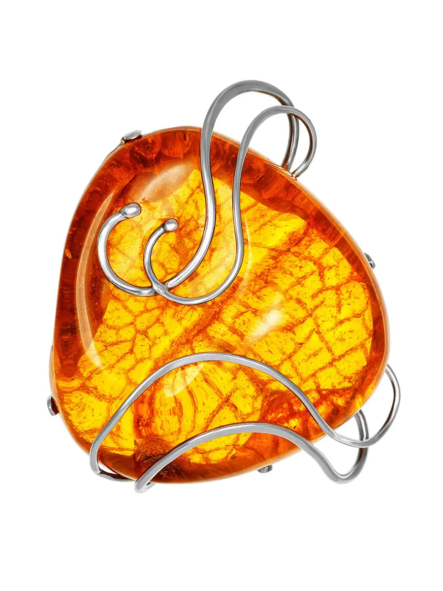 картинка Крупная брошь-кулон из золотистого балтийского янтаря «Риальто» в онлайн магазине